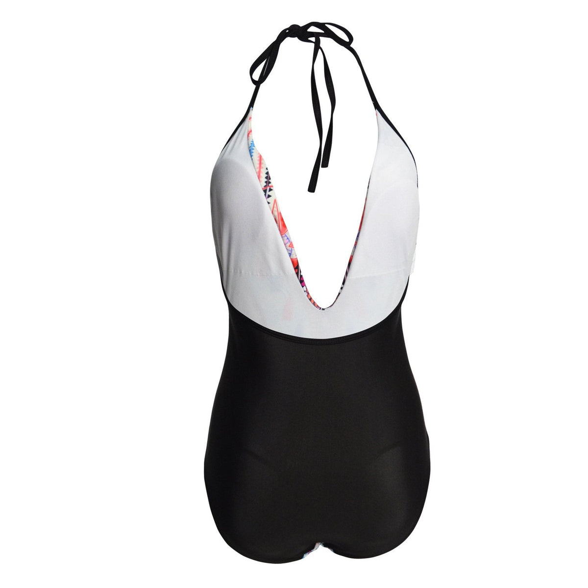 New Printed Color-Blocking Geometric One-Piece Swimsuit