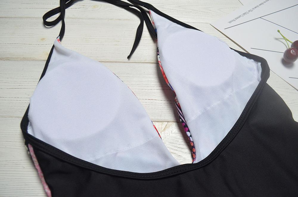 New Printed Color-Blocking Geometric One-Piece Swimsuit