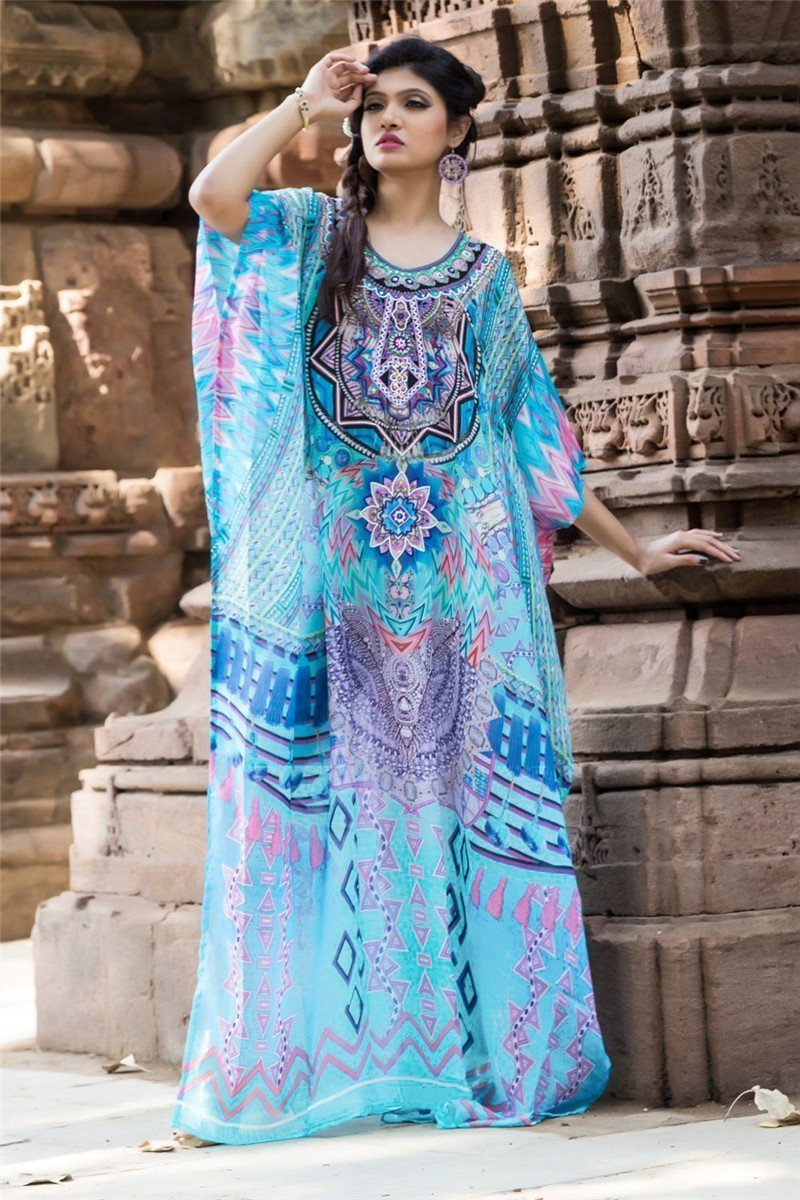 Casual Loose Boho Round-Neck Beach Maxi Dress Cover-Ups