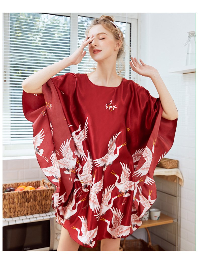 Silk Nightwear Women'S Summer Bats Sleeve Sleeping Skirt Women'S Summer Size Clothing