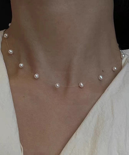 Stylish Gold Alloy Pearl Gratuated Bead Necklace
