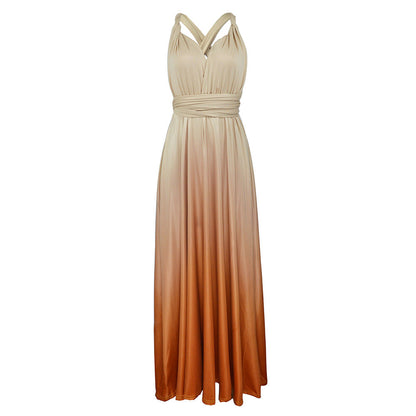 Cross Halter Sexy Strappy Gradient Dress