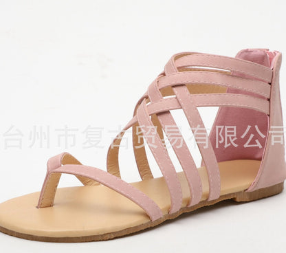 Knitted Toe Roman Sandals Female Summer Flat Large Size Women'S Shoes