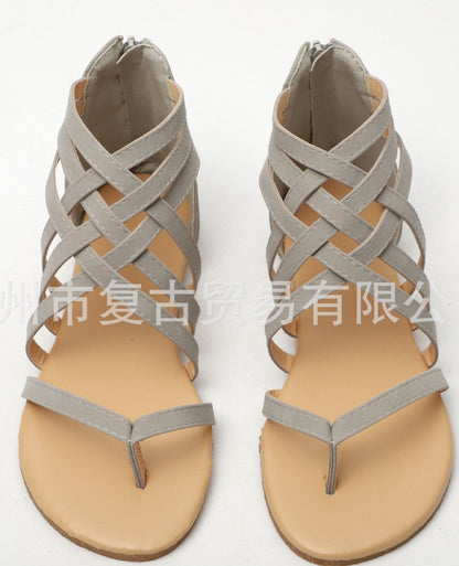 Knitted Toe Roman Sandals Female Summer Flat Large Size Women'S Shoes