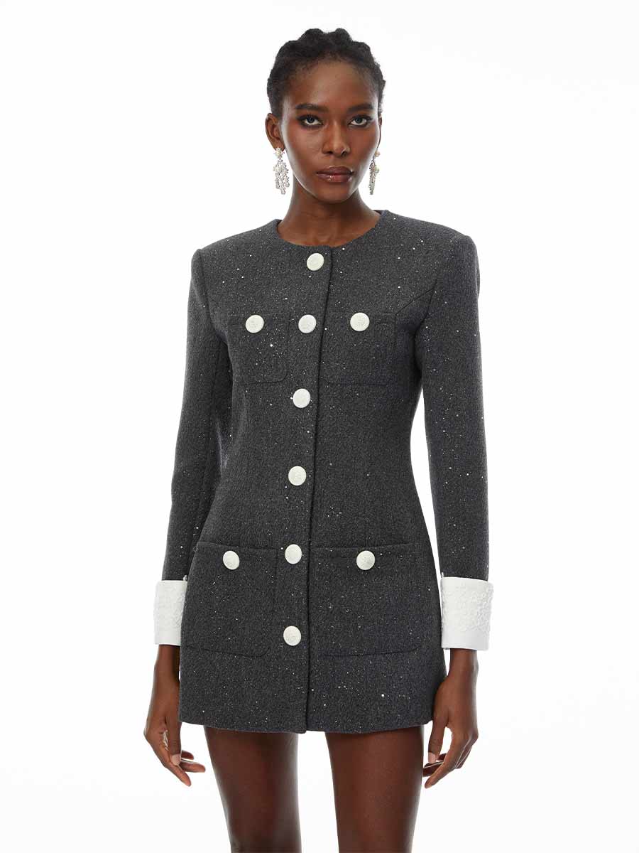 Delia Seuquined Tweed Mini Dress