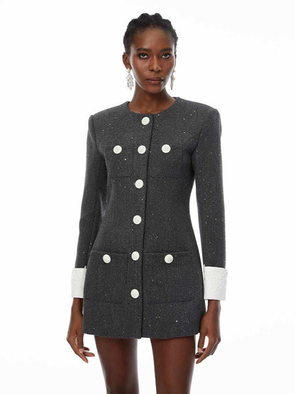 Delia Seuquined Tweed Mini Dress