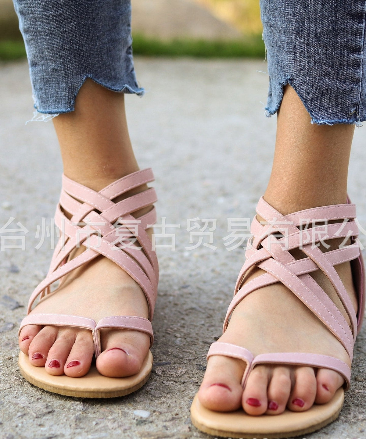 Knitted Toe Roman Sandals Female Summer Flat Large Size Women'S Shoes