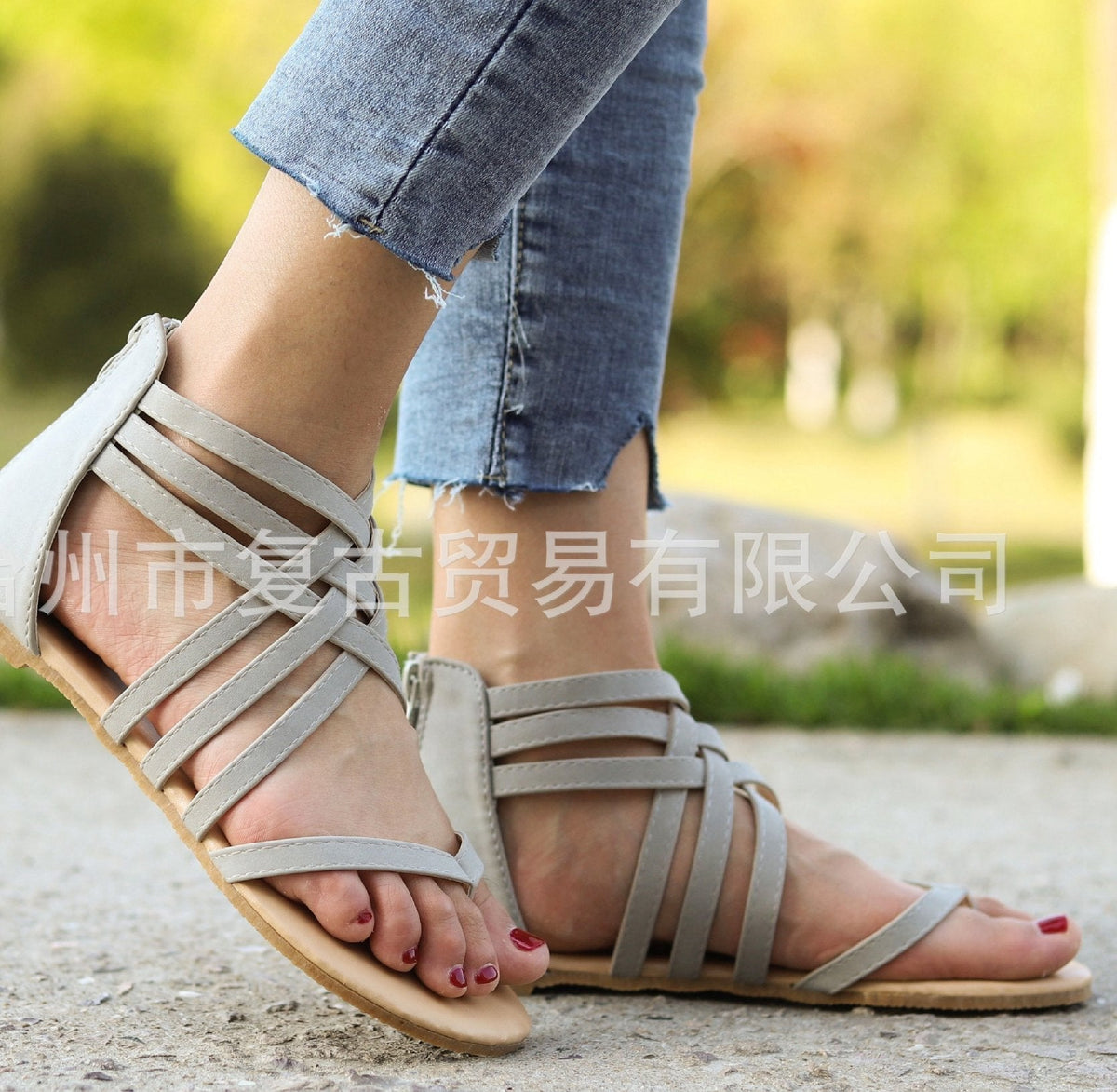 Knitted Toe Roman Sandals Female Summer Flat Large Size Women'S Shoes