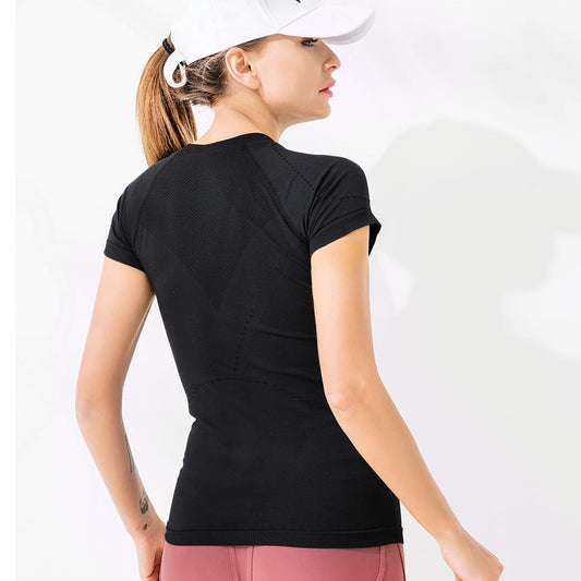 Quick Drying Running T-Shirt Women'S Short Sleeve Sports Tights Summer Slim Sexy Fitness Yoga