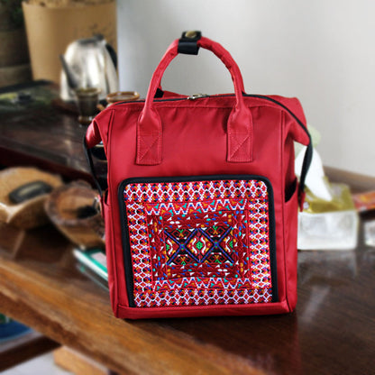 National Style Embroidered Backpack Oxford Nylon Embroidered Large Capacity Backpack