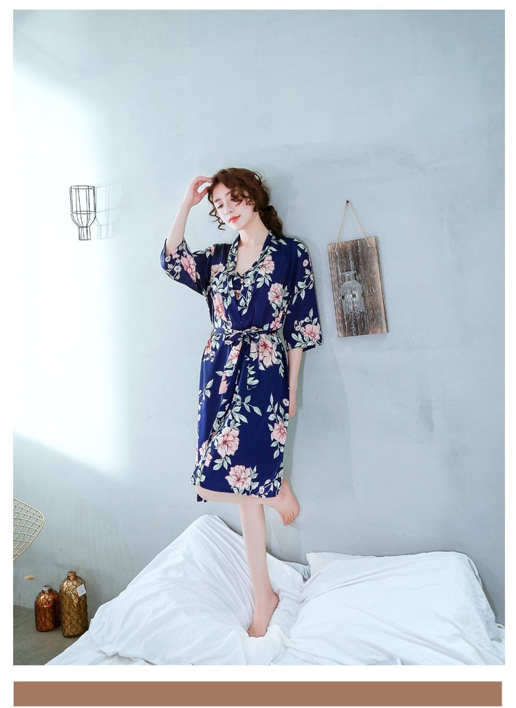 Spring And Summer New Ladies Sexy Hanging Skirt Silk Two-Piece Printed Ice Silk Pajamas Women'S Suit