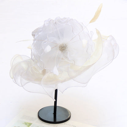 New Ougen Yarn Sunscreen Sun Hat Fashion Crystal Flower Fashion Hat Women'S Summer Gauze Sun Hat