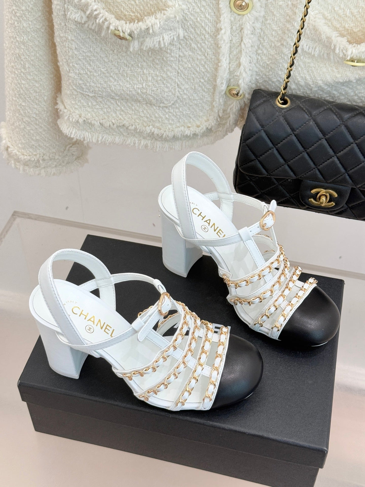 Cruise 25/26 Slingbacks 90mm Black White Lambskin