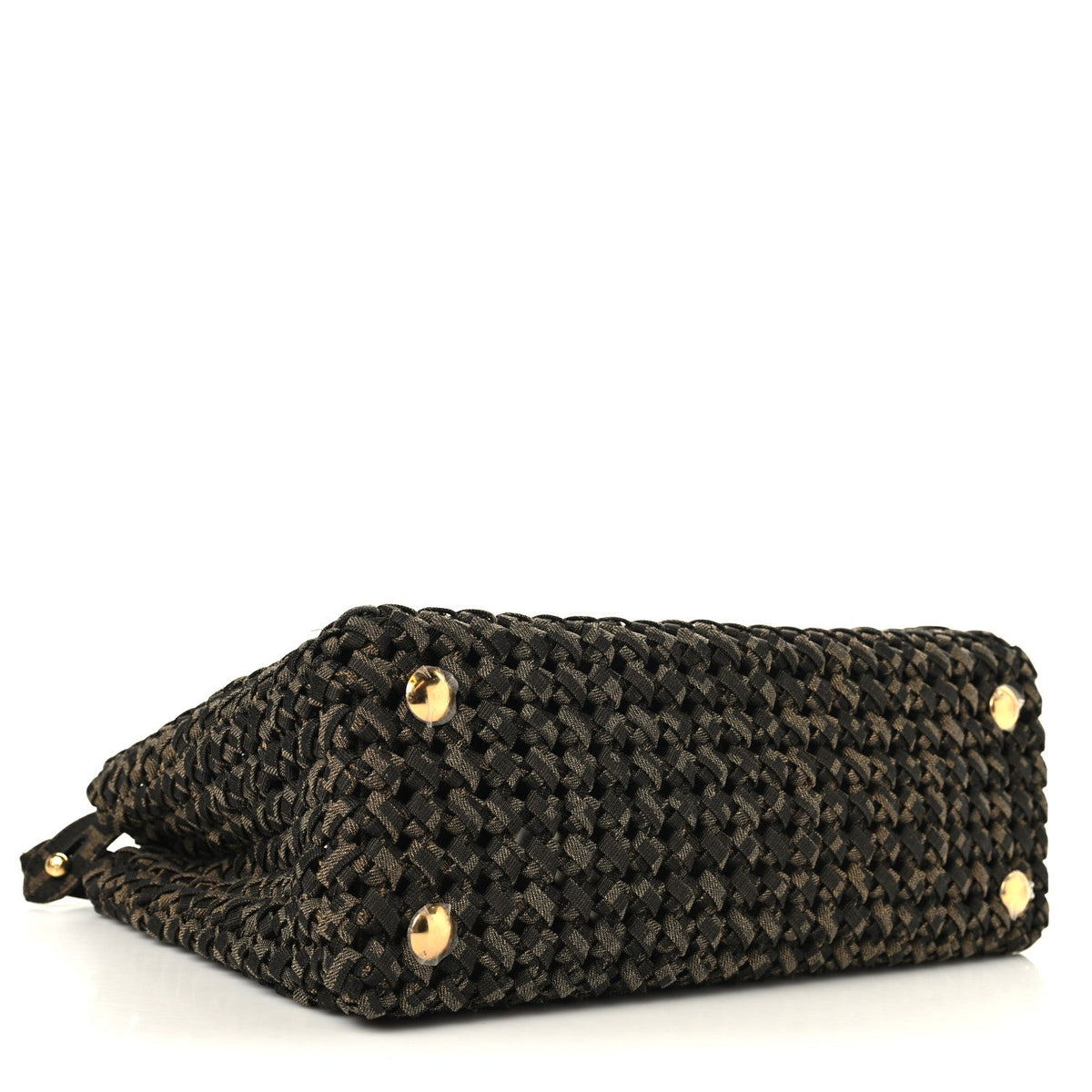Fabric Jacquard FF 1974 Woven Knotted Medium Peekaboo Iconic Satchel Tobacco Moro