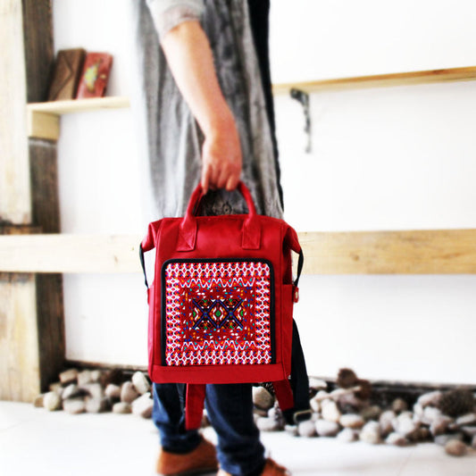 National Style Embroidered Backpack Oxford Nylon Embroidered Large Capacity Backpack