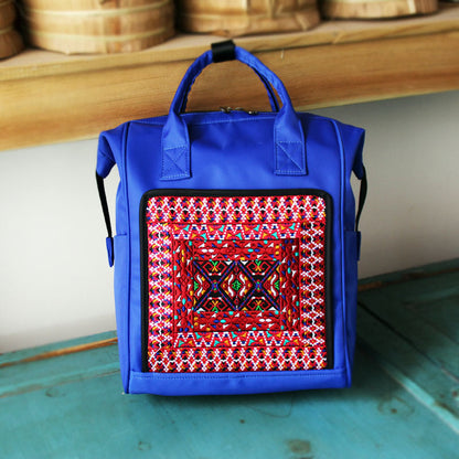 National Style Embroidered Backpack Oxford Nylon Embroidered Large Capacity Backpack