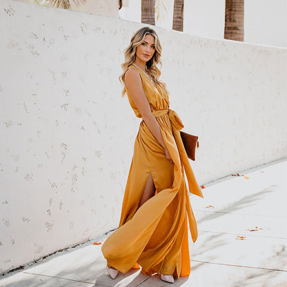 Bohemian V-Neck Sleeveless Maxi Dress