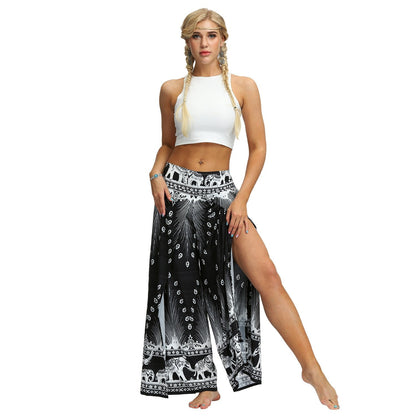 Digital Print Snow Women'S Casual Wide Leggings Yoga Pants Fashion Fork Straight Leggings