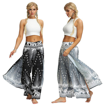 Digital Print Snow Women'S Casual Wide Leggings Yoga Pants Fashion Fork Straight Leggings