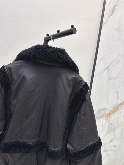 Burberry 25 Shearling-trimmed Bomber Jacket Black Fur Leather