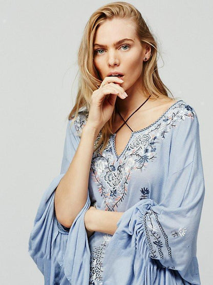 4 Color Embroidery Tassel V-Neck Cotton Embroidery Sleeves Shirt Jacket