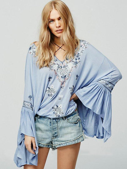 4 Color Embroidery Tassel V-Neck Cotton Embroidery Sleeves Shirt Jacket