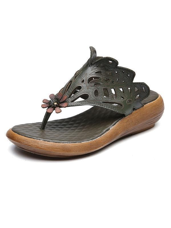 Summer Beach Literature Genuine Leather Slipper