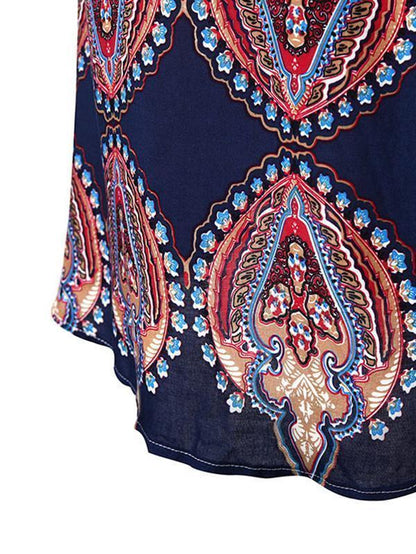 Pretty Fashion Floral-Print Chiffon Sleeveless Lace-Up Cross Neck Mini Dress