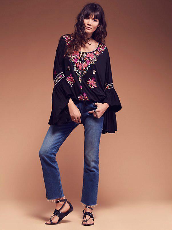 4 Color Embroidery Tassel V-Neck Cotton Embroidery Sleeves Shirt Jacket