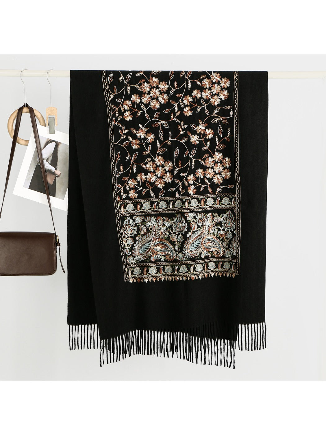 Sscarvii - Bohemian Embroidered Winter Shawl Scarf