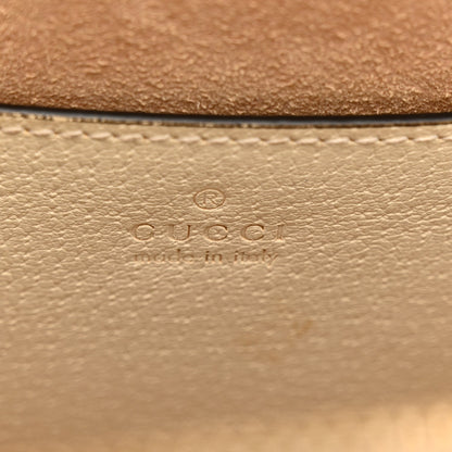 GG Supreme Monogram Textured Dollar Calfskin Web Small Ophidia Tote Bag Beige Ebony Mystic White