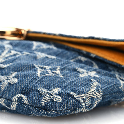 Monogram Denim Pochette Plat Clutch Blue