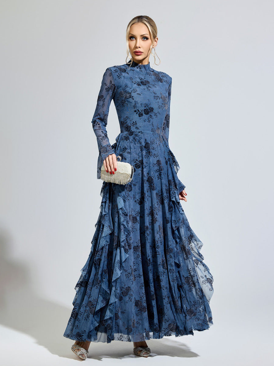 Aurelia Printed Mesh Maxi Dress