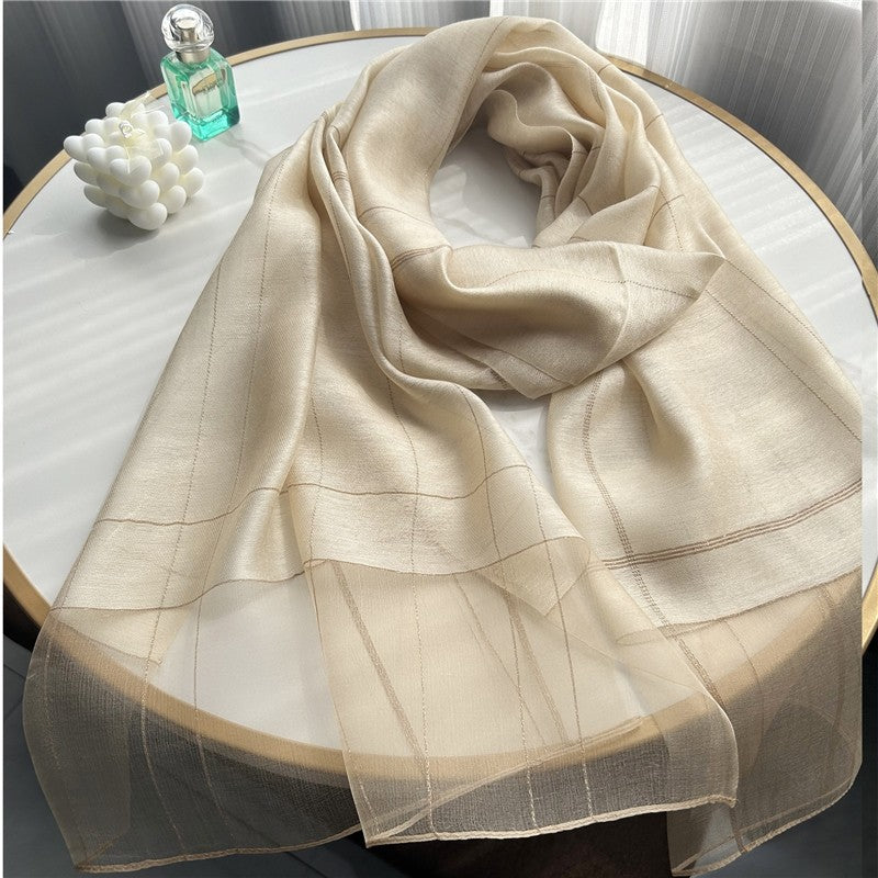 Fashion Plaid Scarf With Gold Trim