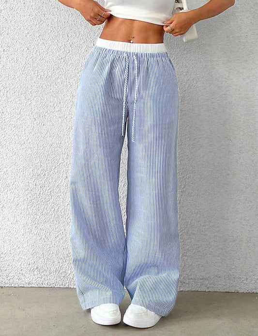 Trendy Striped  Loose Wide-Leg Pants