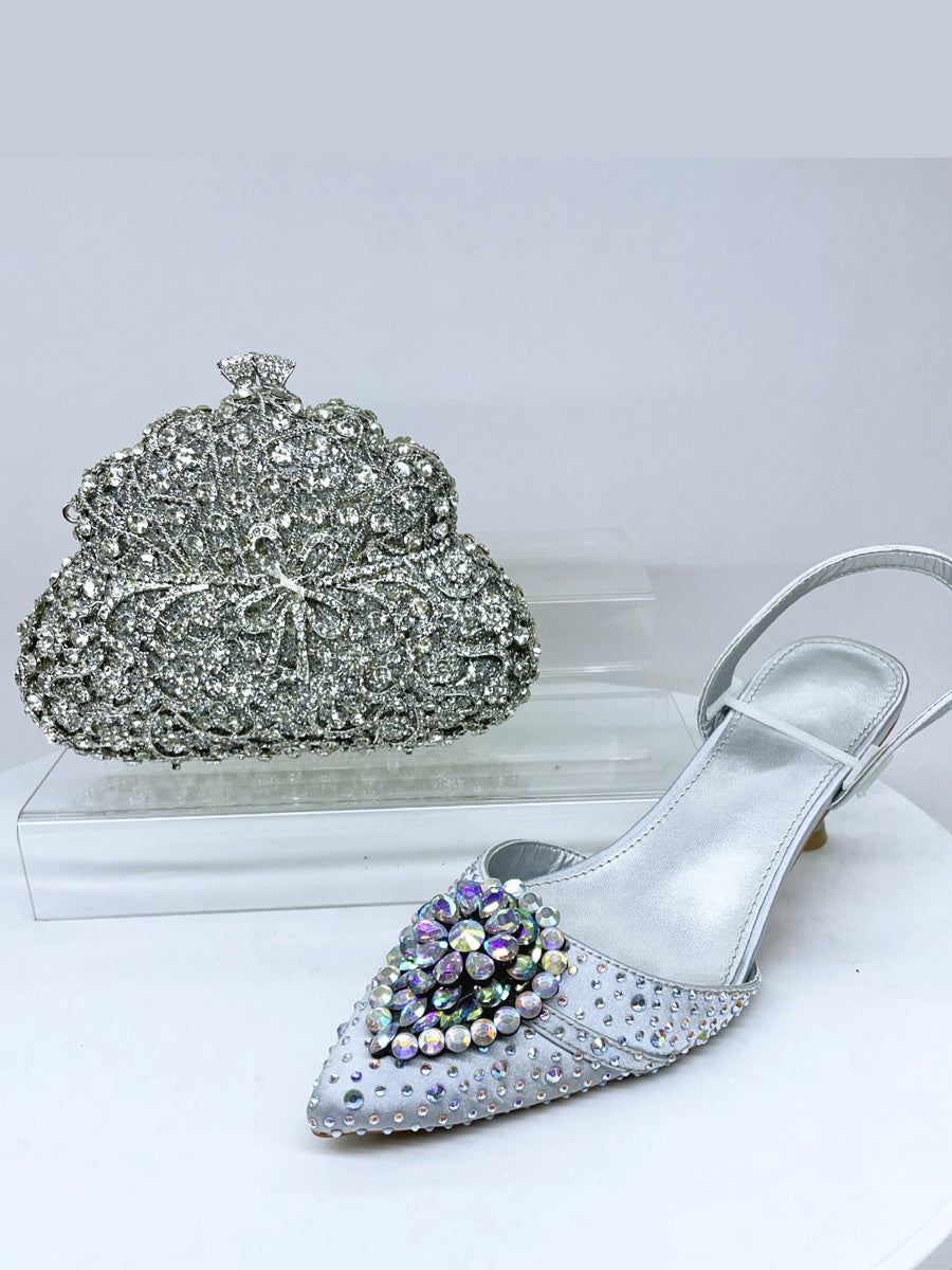 Lucia Diamond-Encrusted Crystal High Heels & Bag