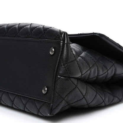 Caviar Quilted Medium Coco Handle Flap Black