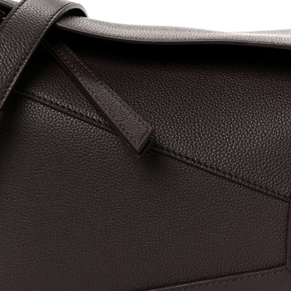 Soft Grained Calfskin Small Puzzle Edge Bag Dark Chestnut