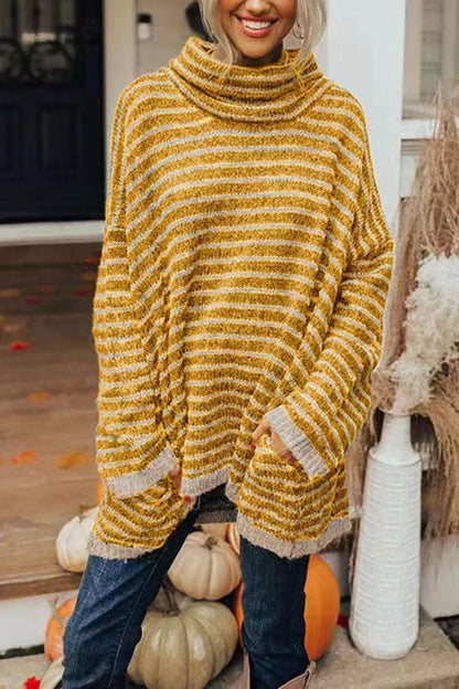 PERFECT TIMING STRIPE POCKETED TUNIC SWEATER