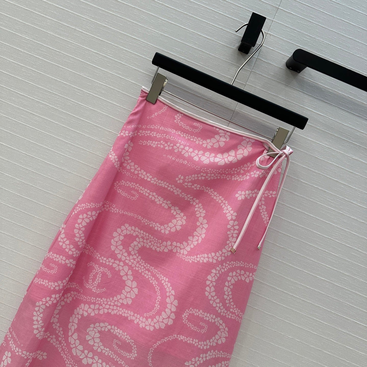 CC 25 Wave Pattern Long Skirt Pink Silk Cotton
