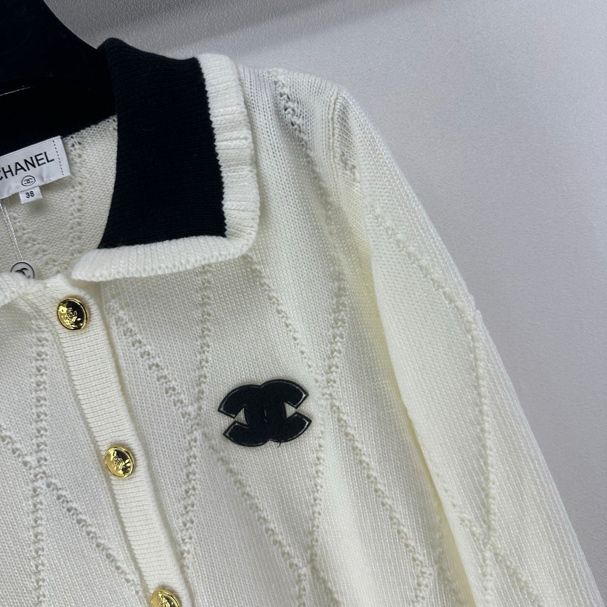CC 26s Cardigan Black White Wool Nylon 345977