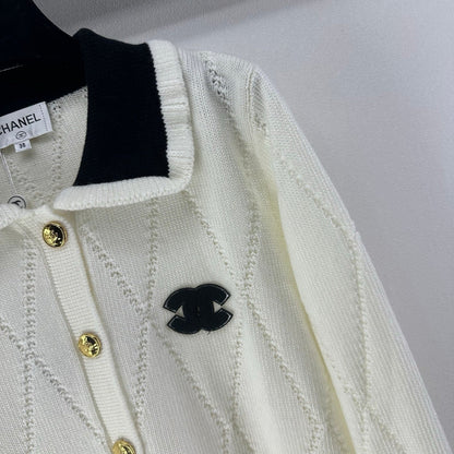 CC 26s Cardigan Black White Wool Nylon 345977