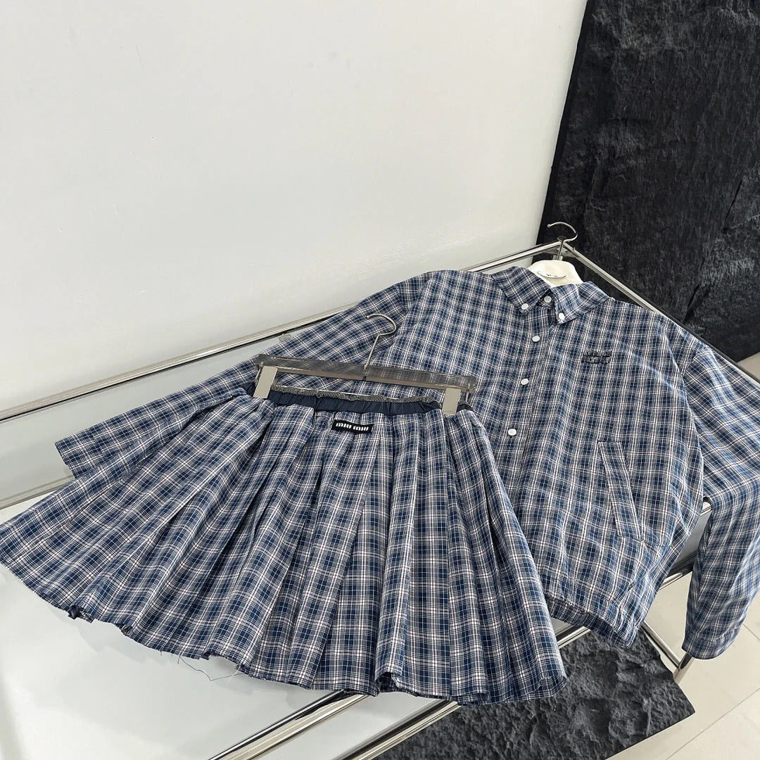 MIU SET PREPPY CHECKED BLAZER 265846