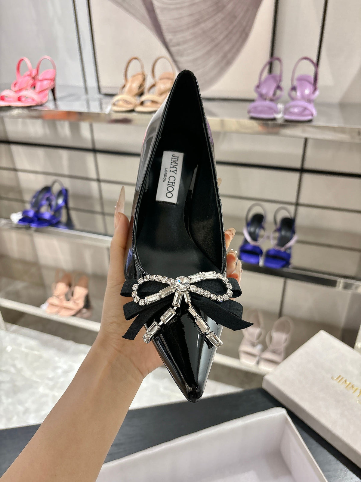 Jimmy Choo Auria Pumps 70 Black Patent Leather 597652