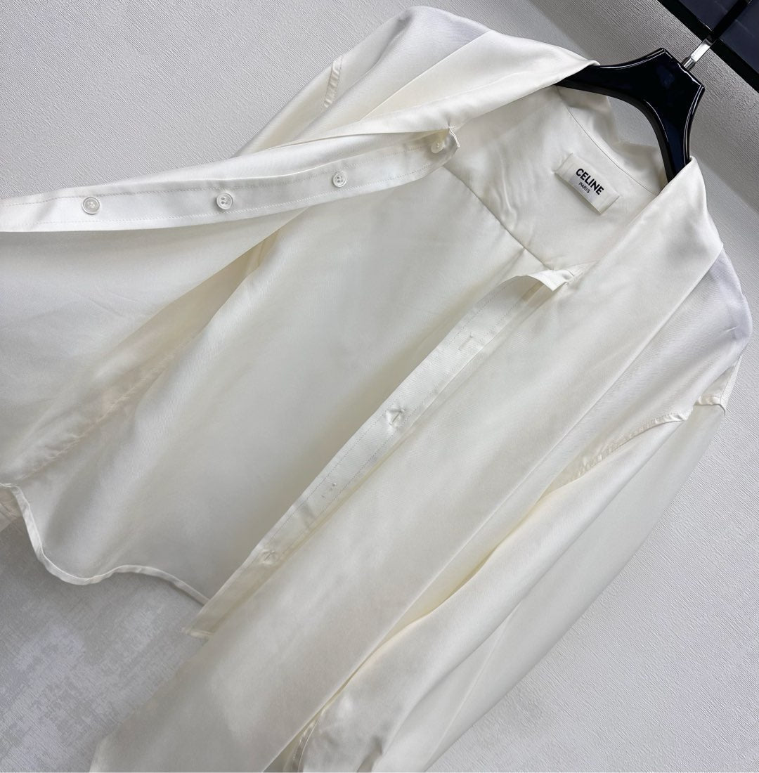 Celine Lavallière Blouse Ecru Mulberry Silk 351849