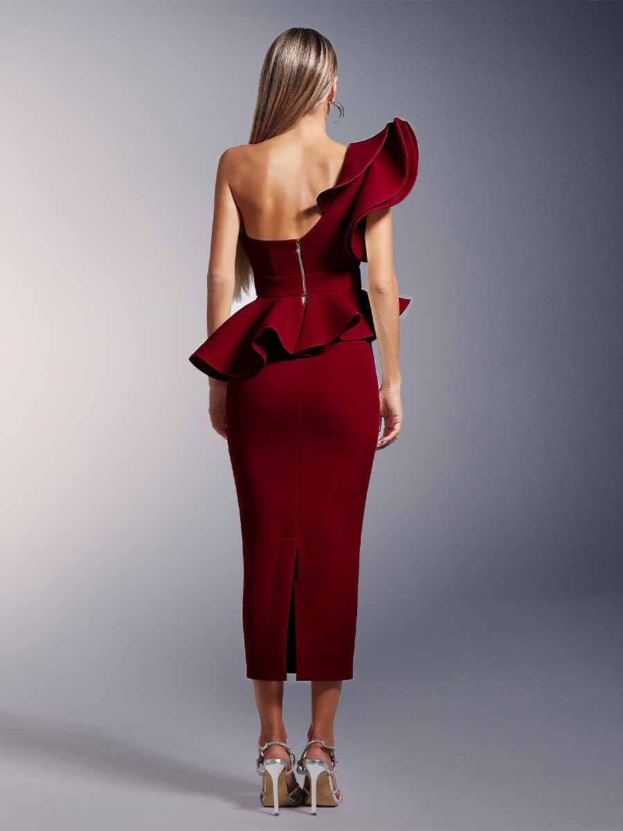 Raquel One Shoulder Asymmetry Midi Set