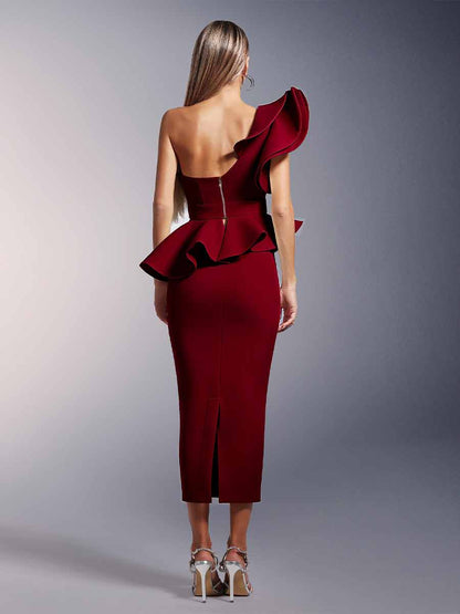 Raquel One Shoulder Asymmetry Midi Set