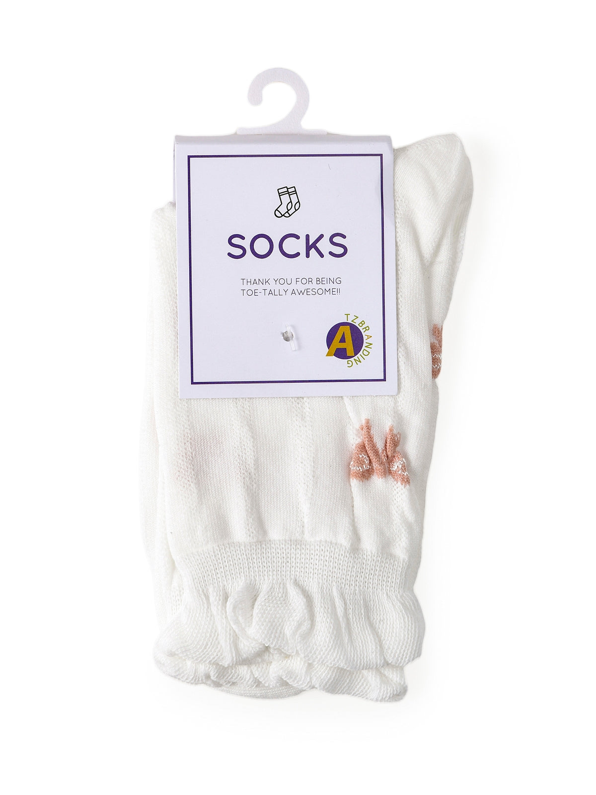 Rufia - White Rolled Edge Socks for Women