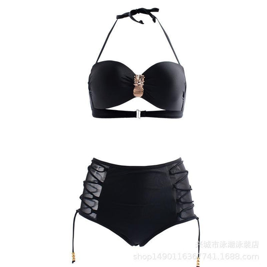 Sexy Solid Color Split Bikini Amazon Pineapple Decorative Bandage