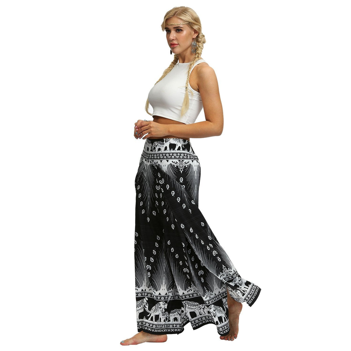 Digital Print Snow Women'S Casual Wide Leggings Yoga Pants Fashion Fork Straight Leggings